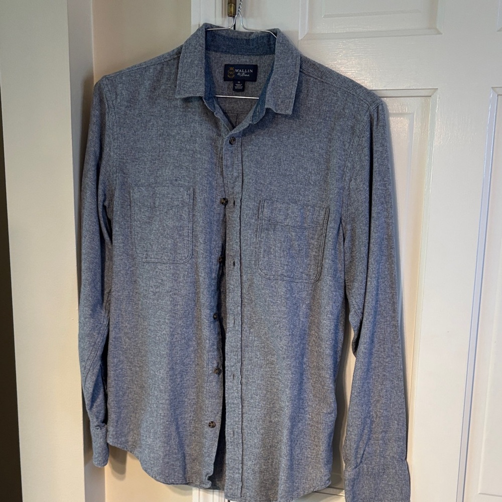 Men's Wallin Brothers Blue light flannel Button-Up Shirt-Medium